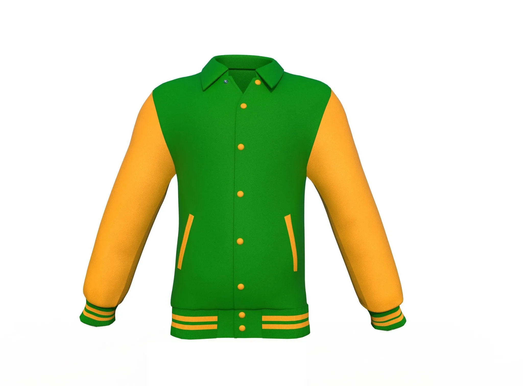 Dark Green Varsity Letterman Jacket with Gold Sleeves