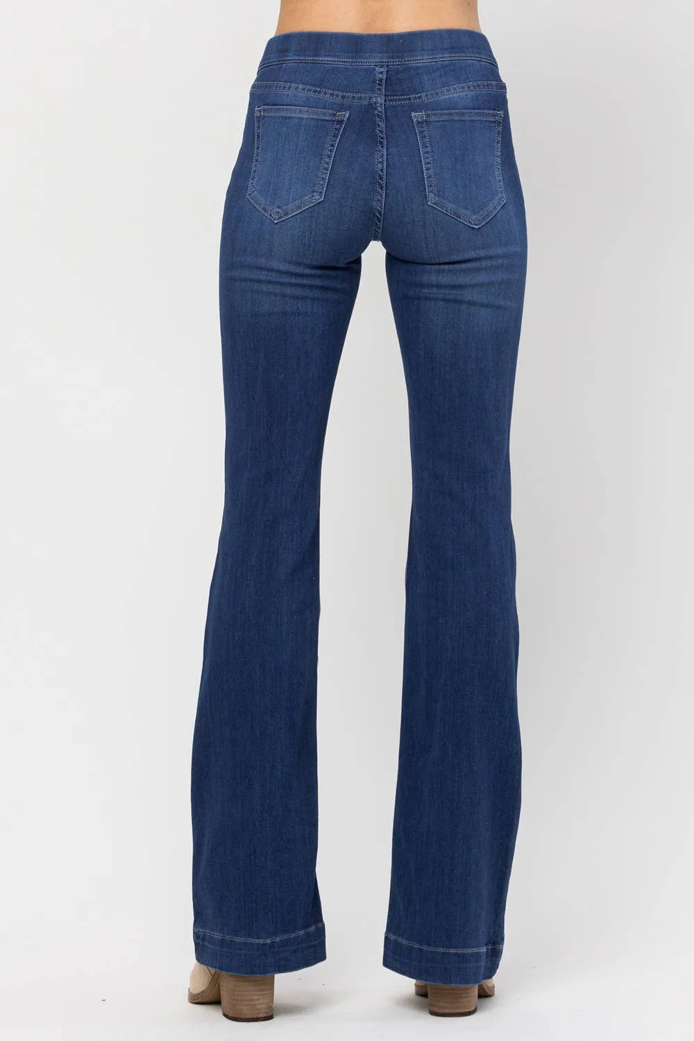 Denim Pull On Flare Jeans