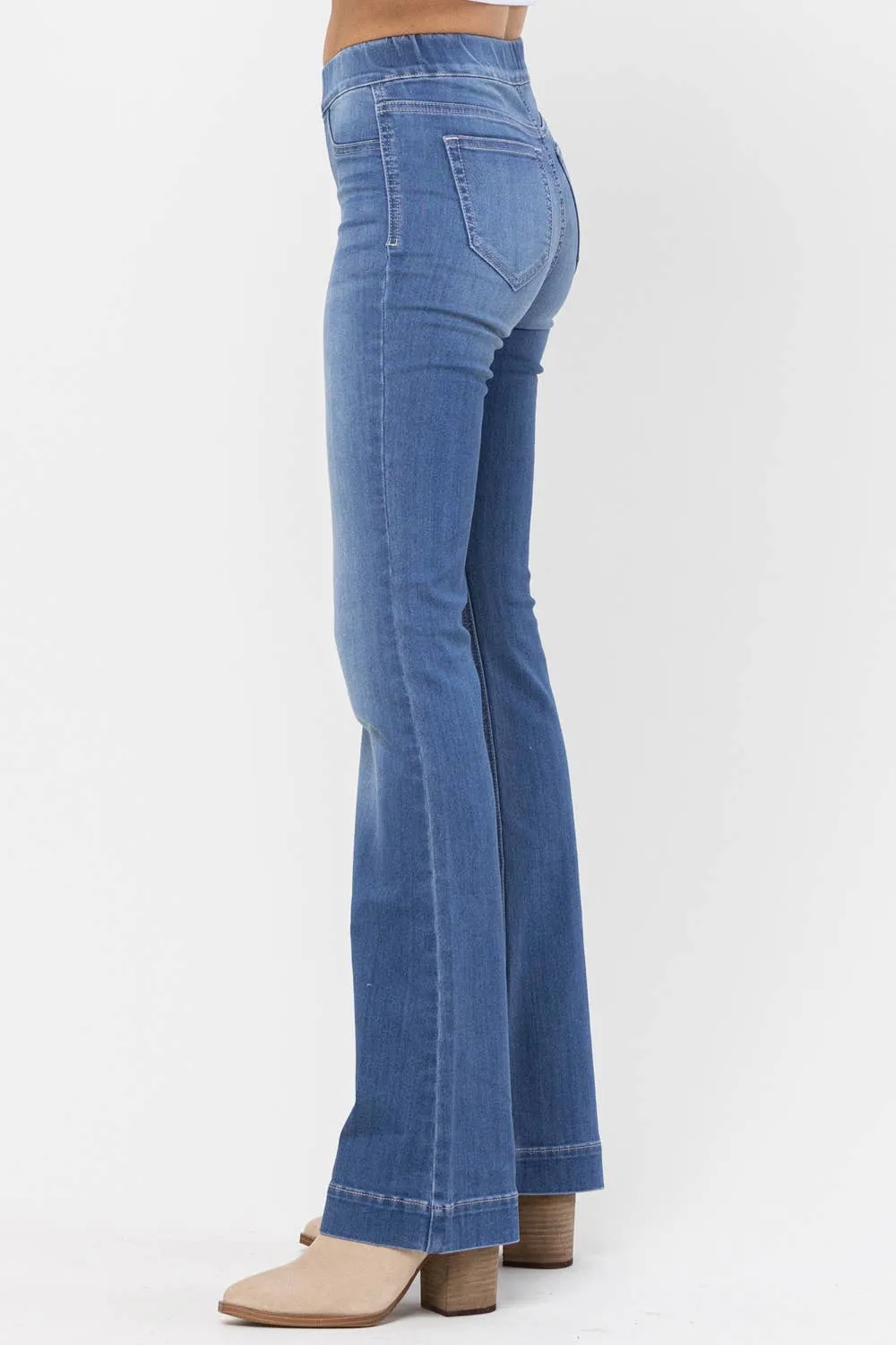 Denim Pull On Flare Jeans