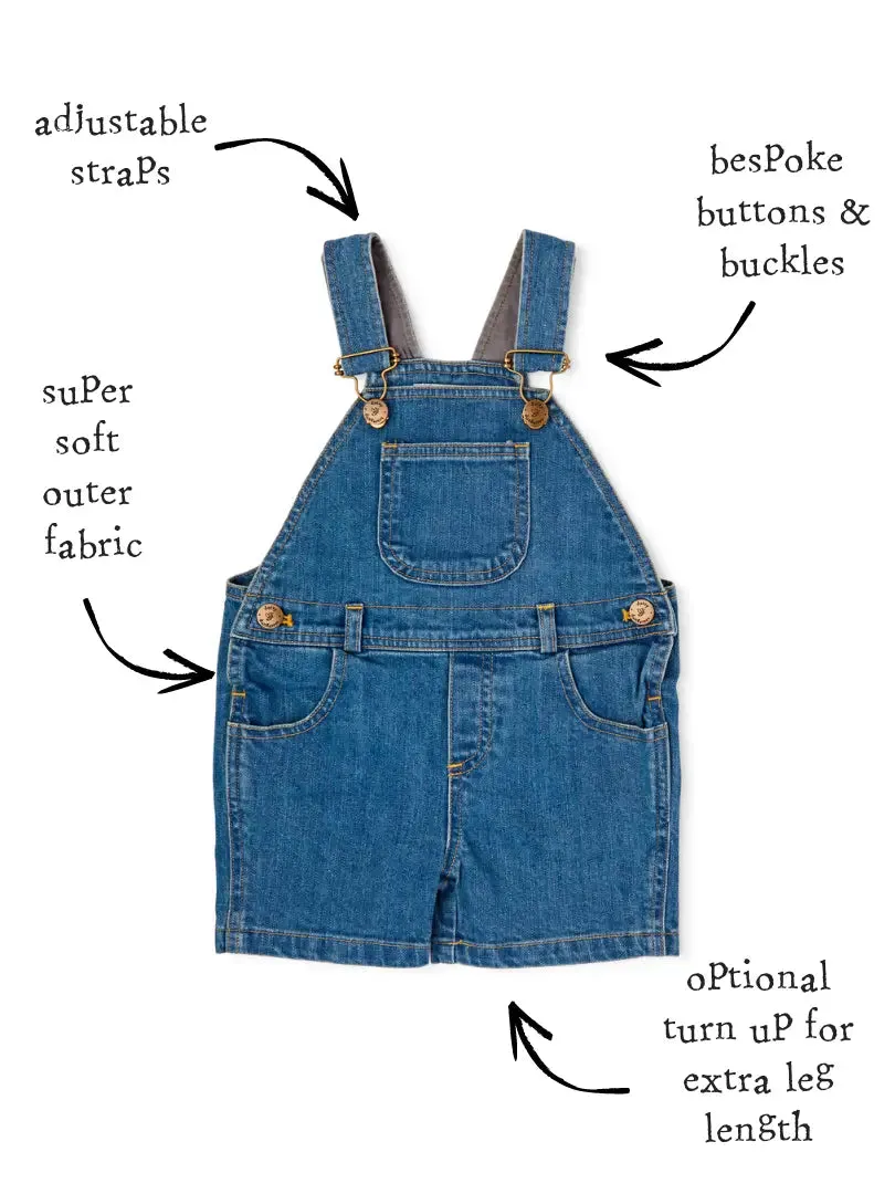 Denim Stonewash Short Dungarees