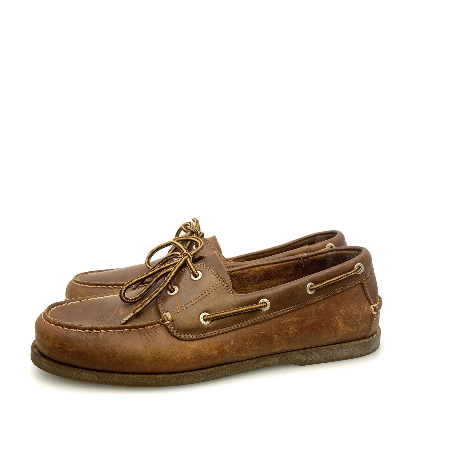 Dockers Mens Size 13m Brown Leather Castaway Lace-Up Boat Shoes