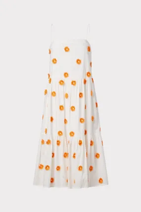 Dustina Pom Pom Embroidered Cotton Dress