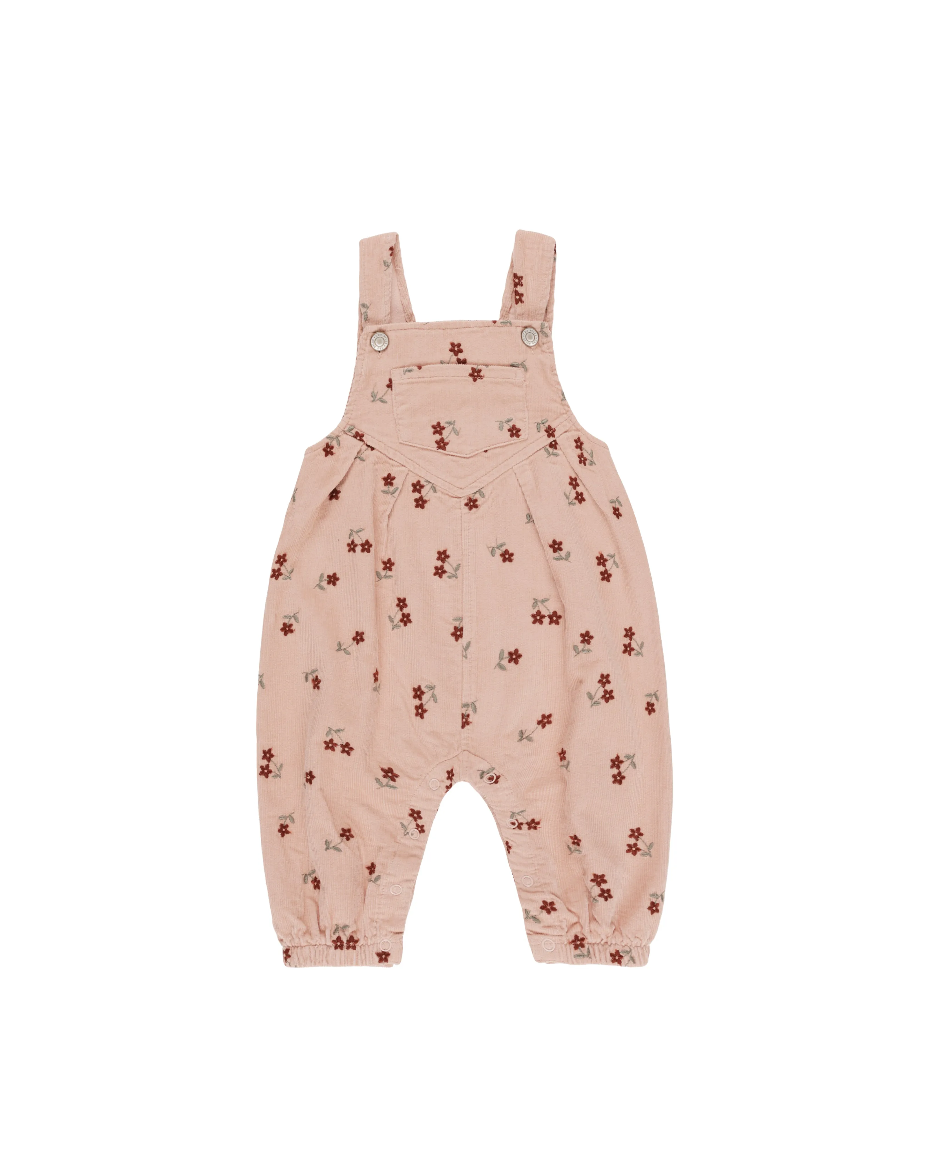 Embroidered Blossom Corduroy Overalls