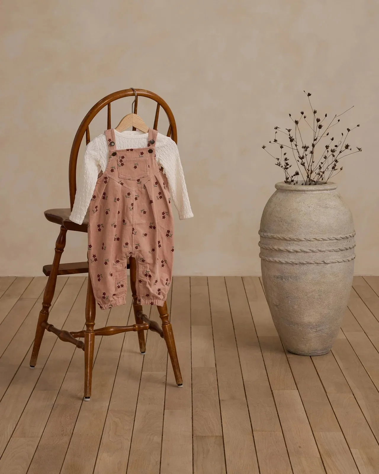 Embroidered Blossom Corduroy Overalls