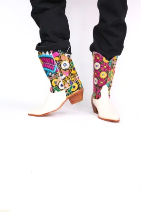 EMBROIDERED PATCHWORK WESTERN BOOTS ANDROMEDA