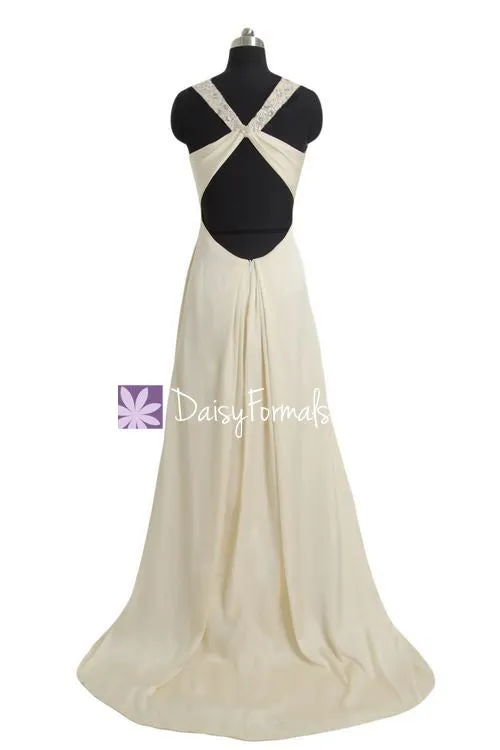 Embroidered Silk-like Satin Prom Dress Long Beaded Formal Dress Evening Dress (PR28623)