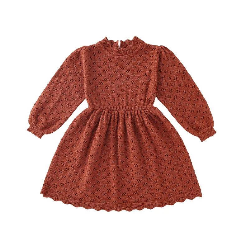 European and American New Girls' Cotton Dress Children's Hollow Princess Dress Bebe Autumn and Winter Baby Long Sleeve Dress