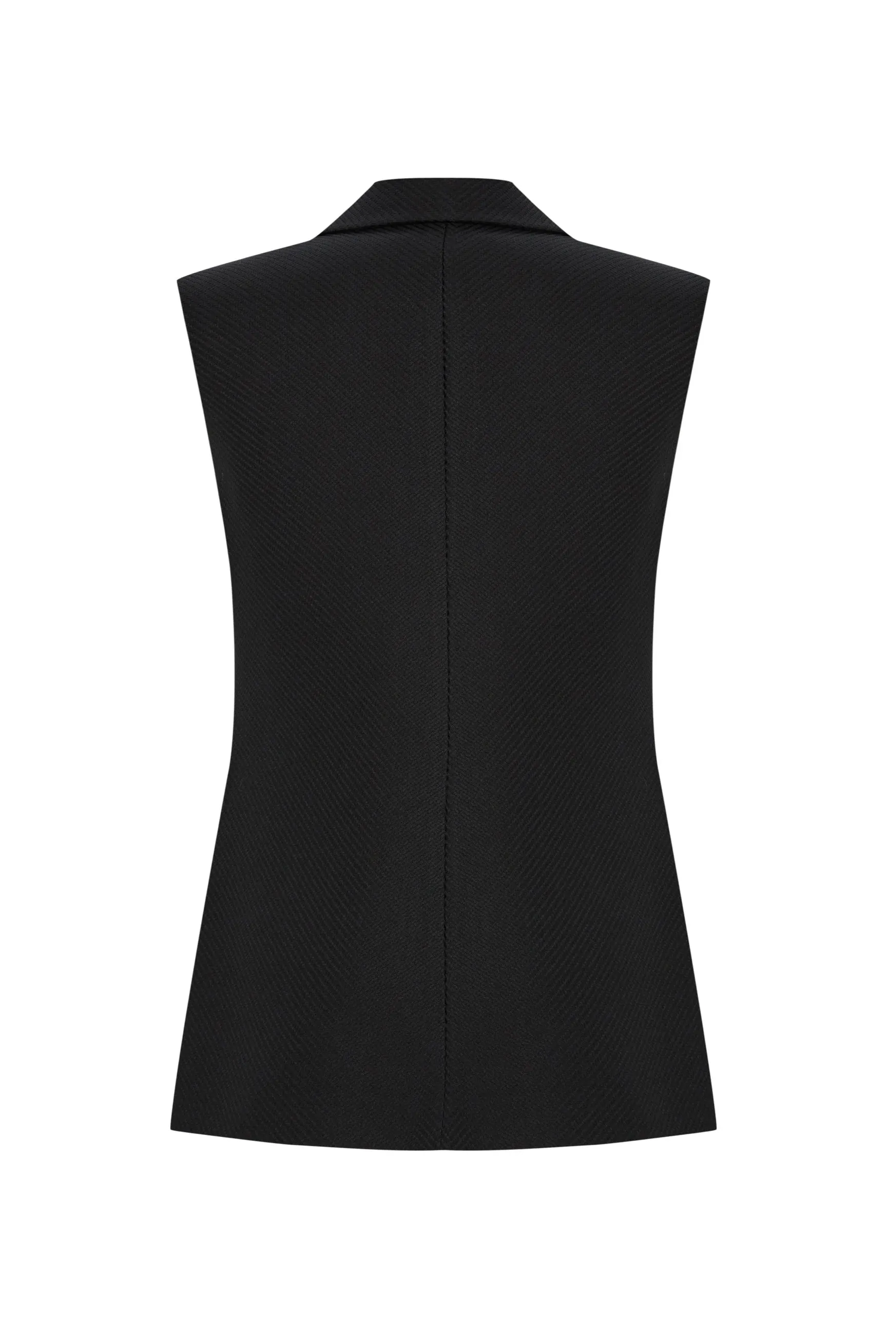 Exquise Aretha Black Long Sleeveless Jacket