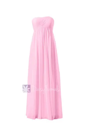 Eye-catching Floor Length Chiffon Formal Dress Empire Pink Bridesmaid Dress(BM10821L)