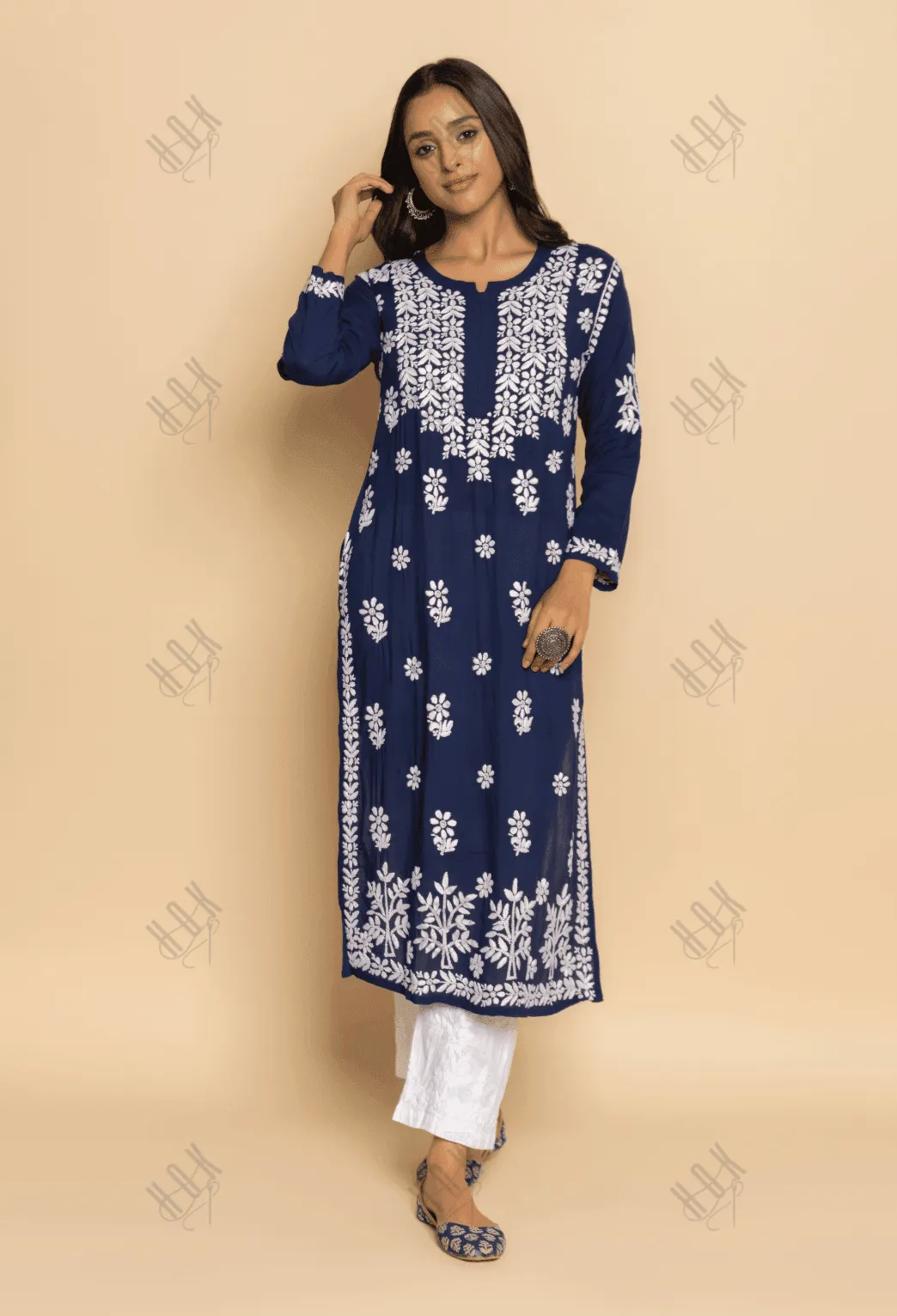 Fizaa chikankari Kurta in Modal cotton  Blue