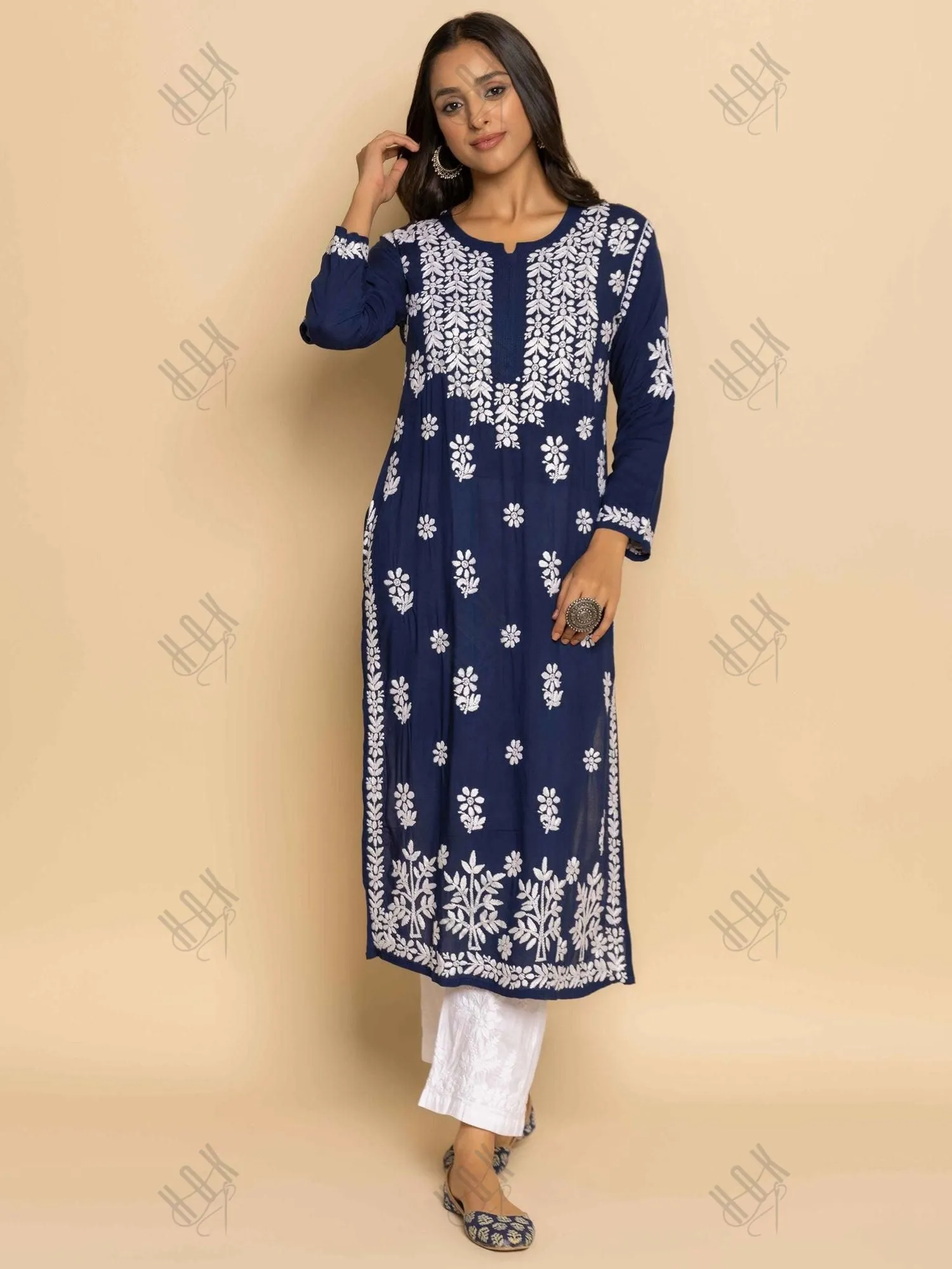 Fizaa chikankari Kurta in Modal cotton  Blue