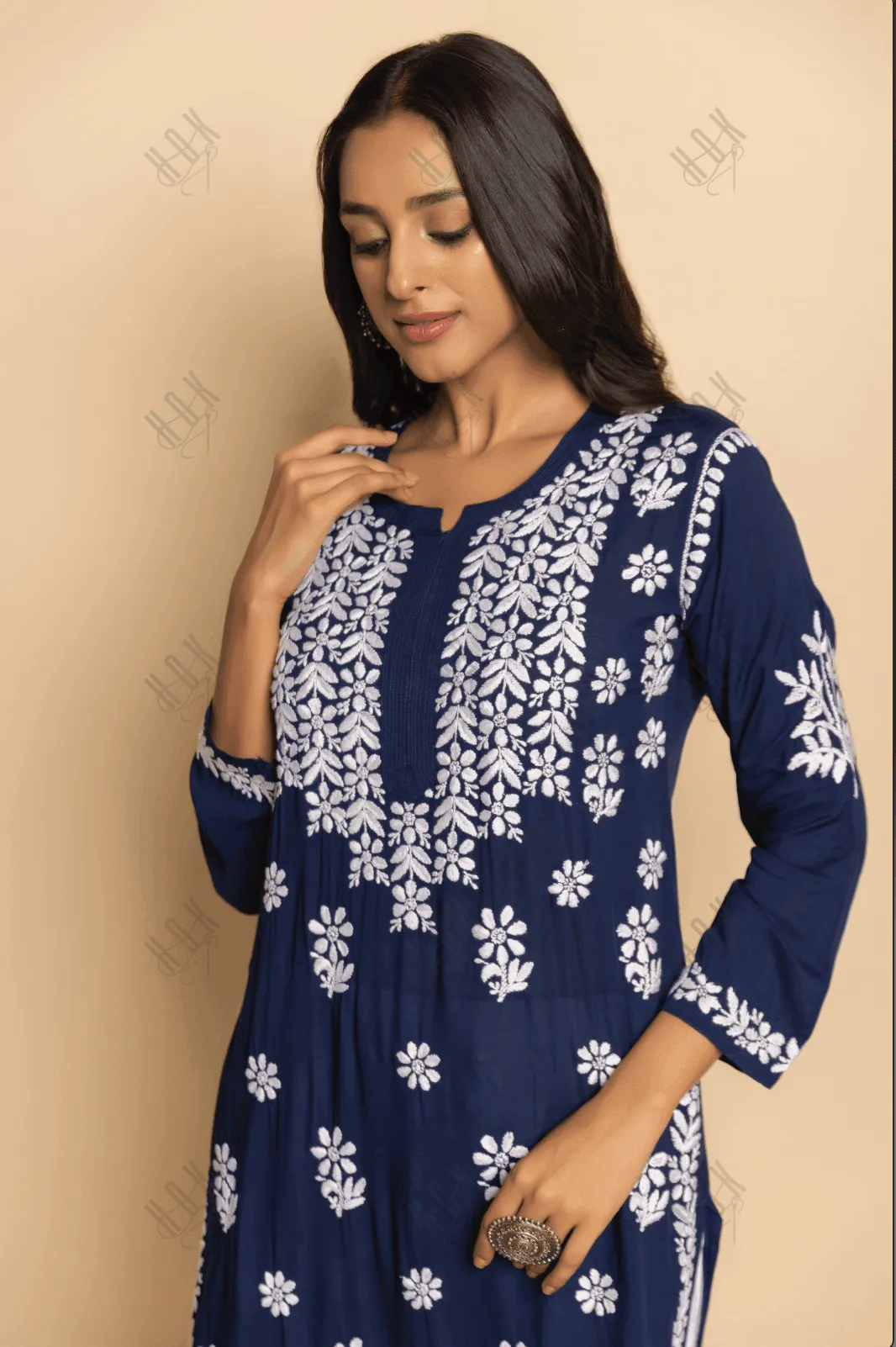 Fizaa chikankari Kurta in Modal cotton  Blue