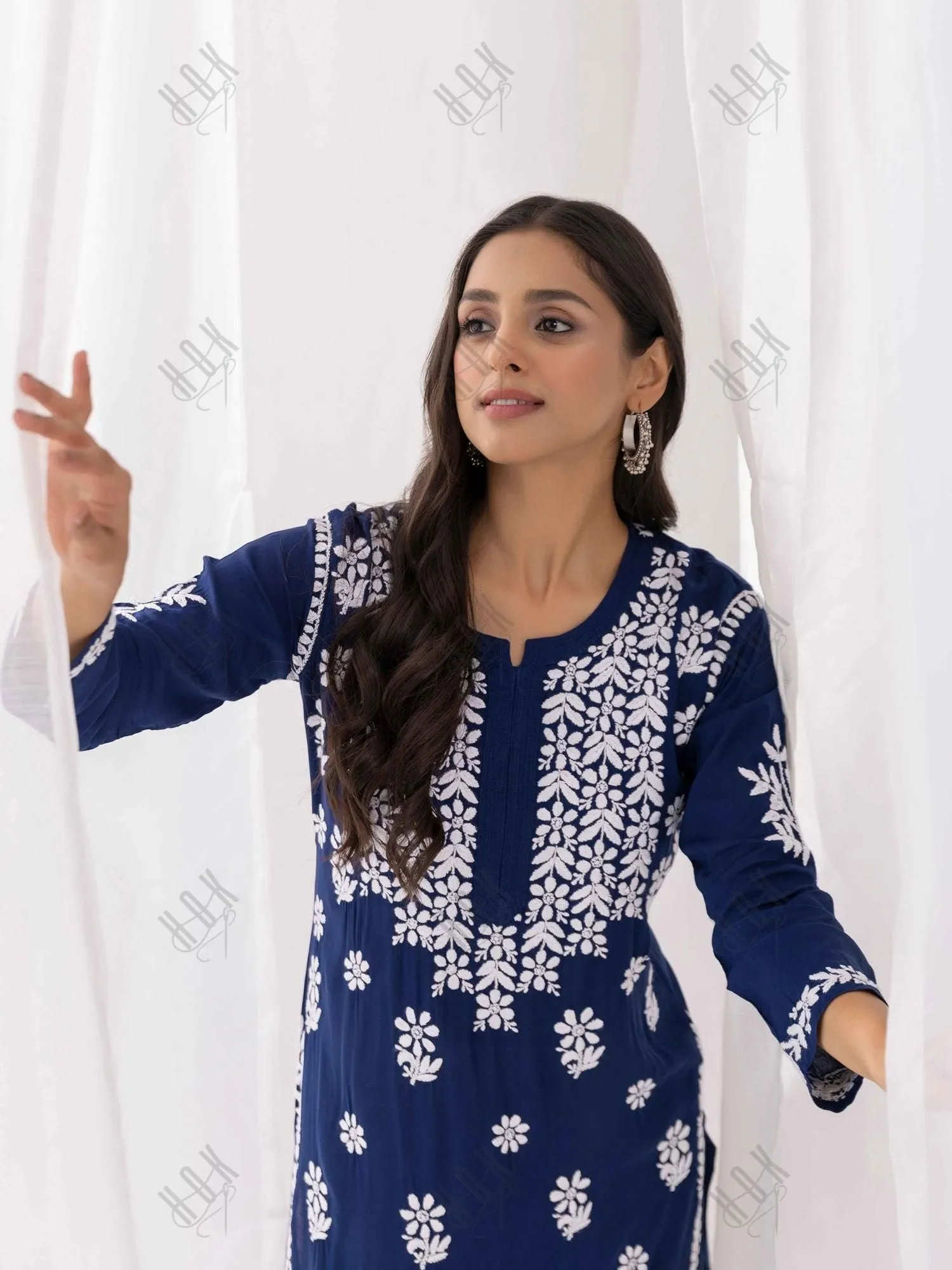 Fizaa chikankari Kurta in Modal cotton  Blue