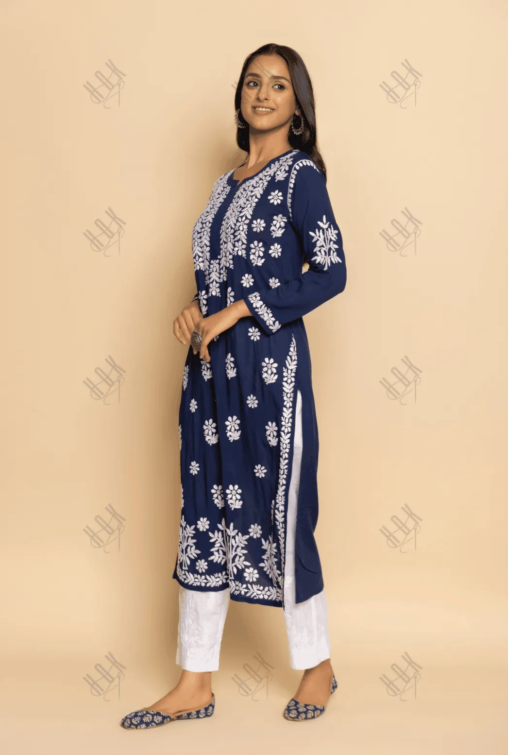 Fizaa chikankari Kurta in Modal cotton  Blue