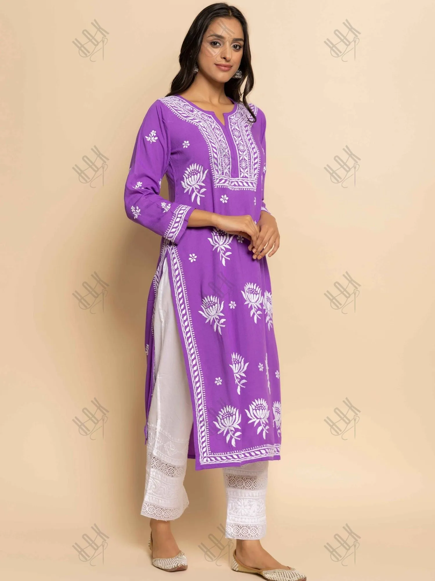 Fizaa Kurta with Chikankari Hand Embroidery Purple