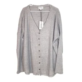 For The Republic Womens Size L Heather Gray Cardigan Sweater Waffle Weave