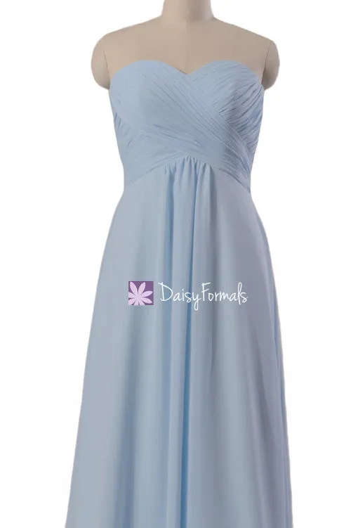 Full A-line Chiffon Bridesmaid Dress Full Length Ice Blue Chiffon Party Dress (BM2442L)