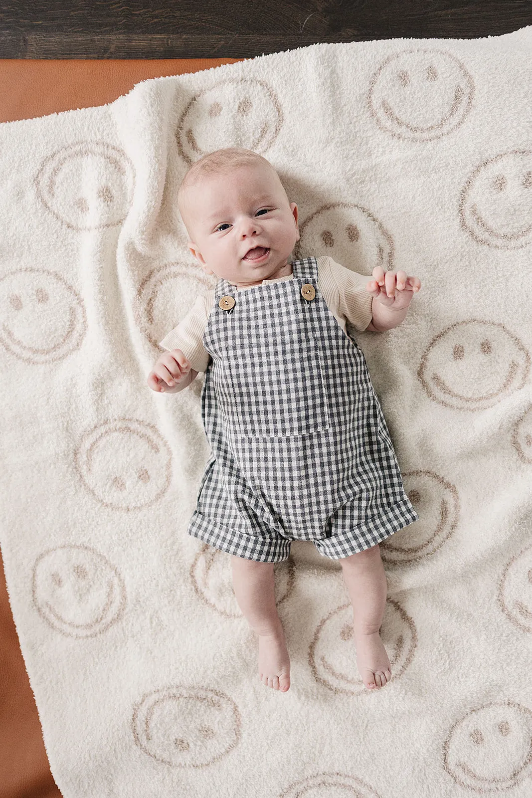 Gingham Short Linen Overalls