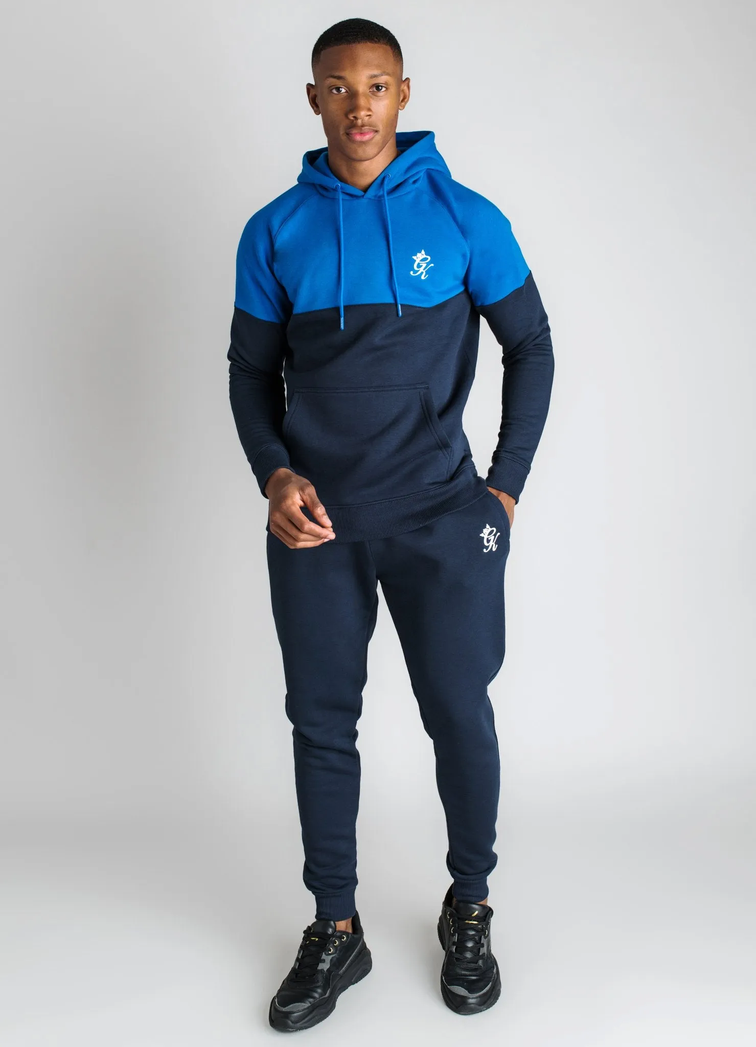 GK Basis Panelled Overhead Hoodie - Navy/Cobalt