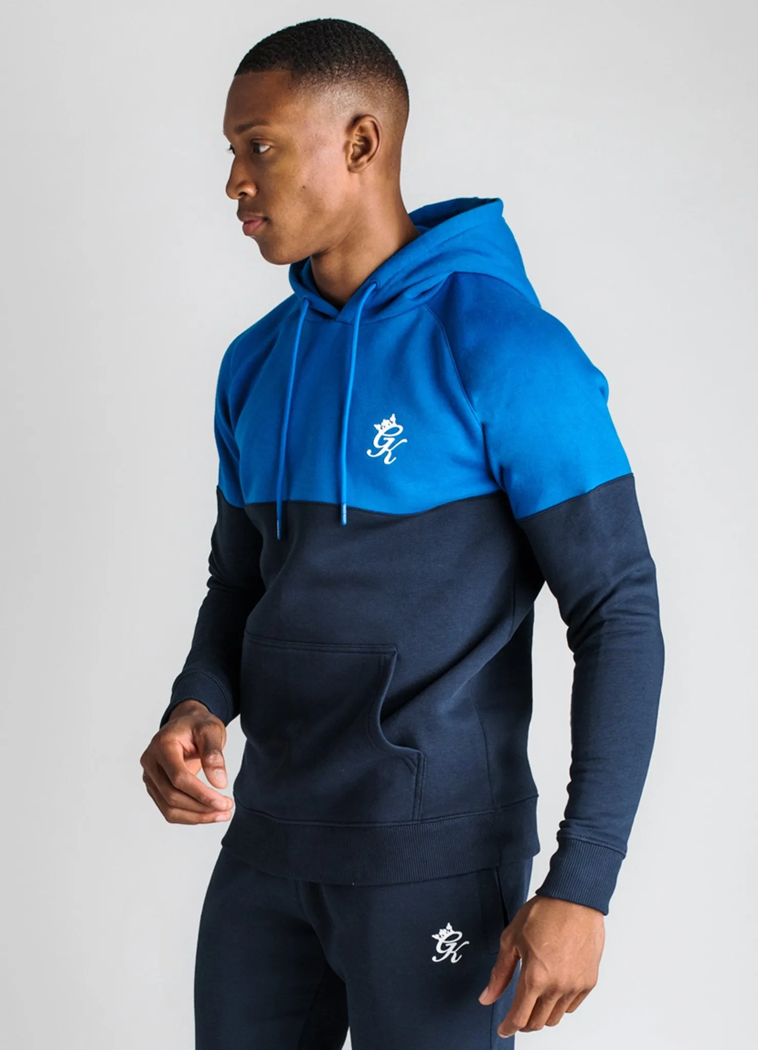 GK Basis Panelled Overhead Hoodie - Navy/Cobalt