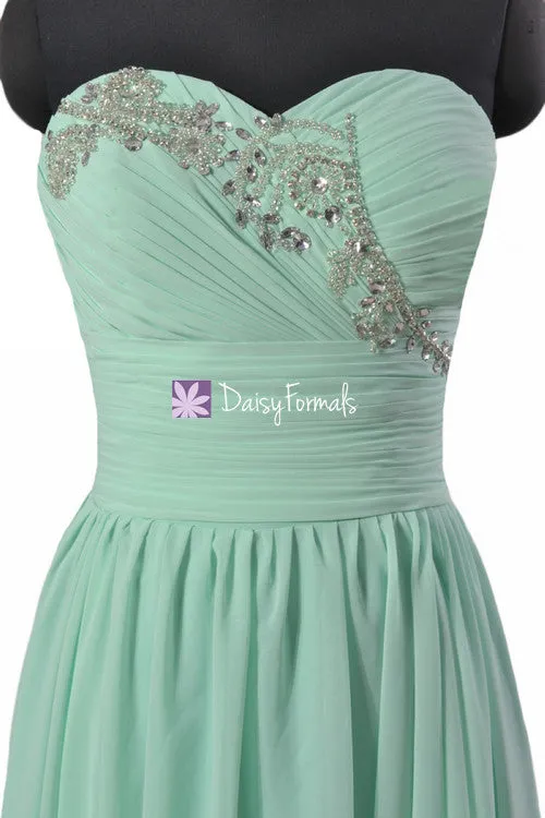 Gorgeous Beading Party Dress Full Length Beading Wedding Party Gown Mix Match Mint Dress (BM1044)