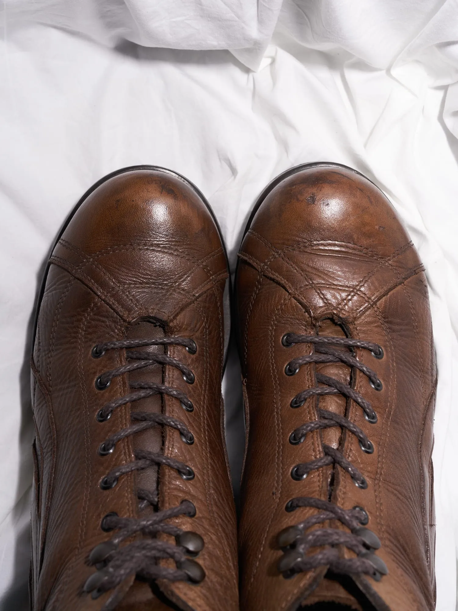 Gova belgium brown leather round toe army boots - size 42 US 9 Dirk Bikkembergs