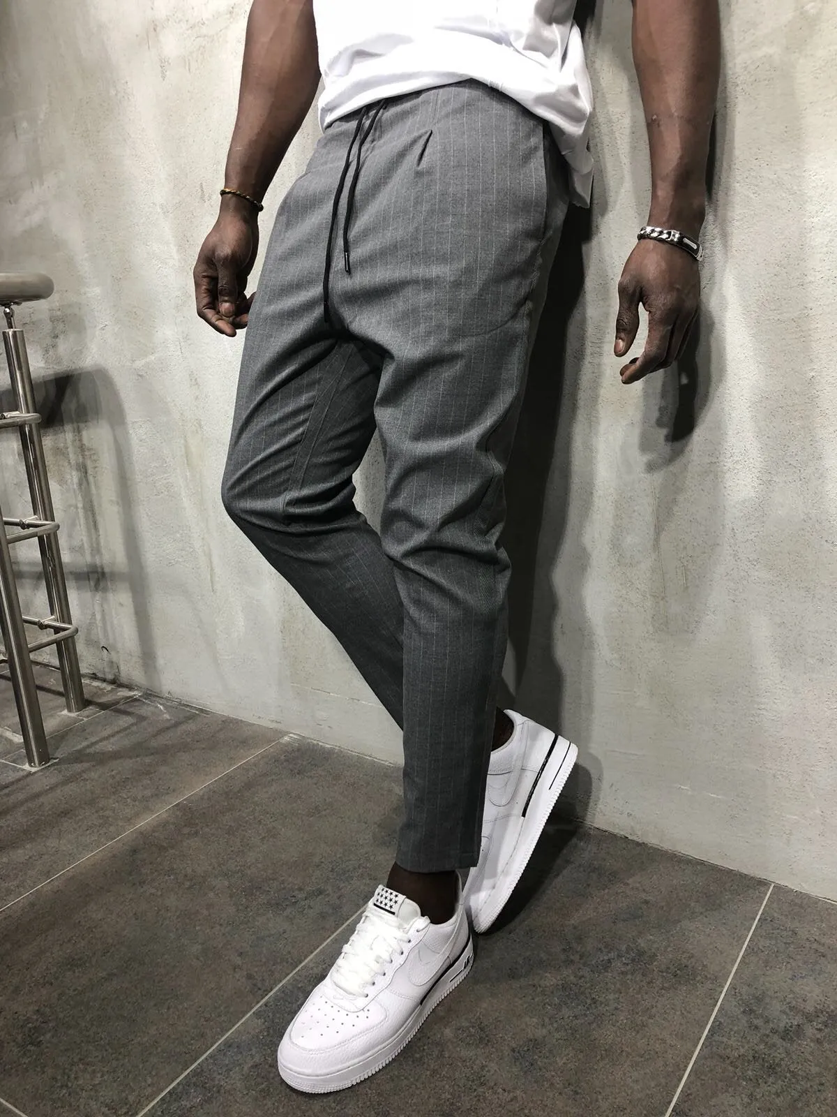 Gray Banding Casual Jogger Pant A56 Streetwear Jogger Pants