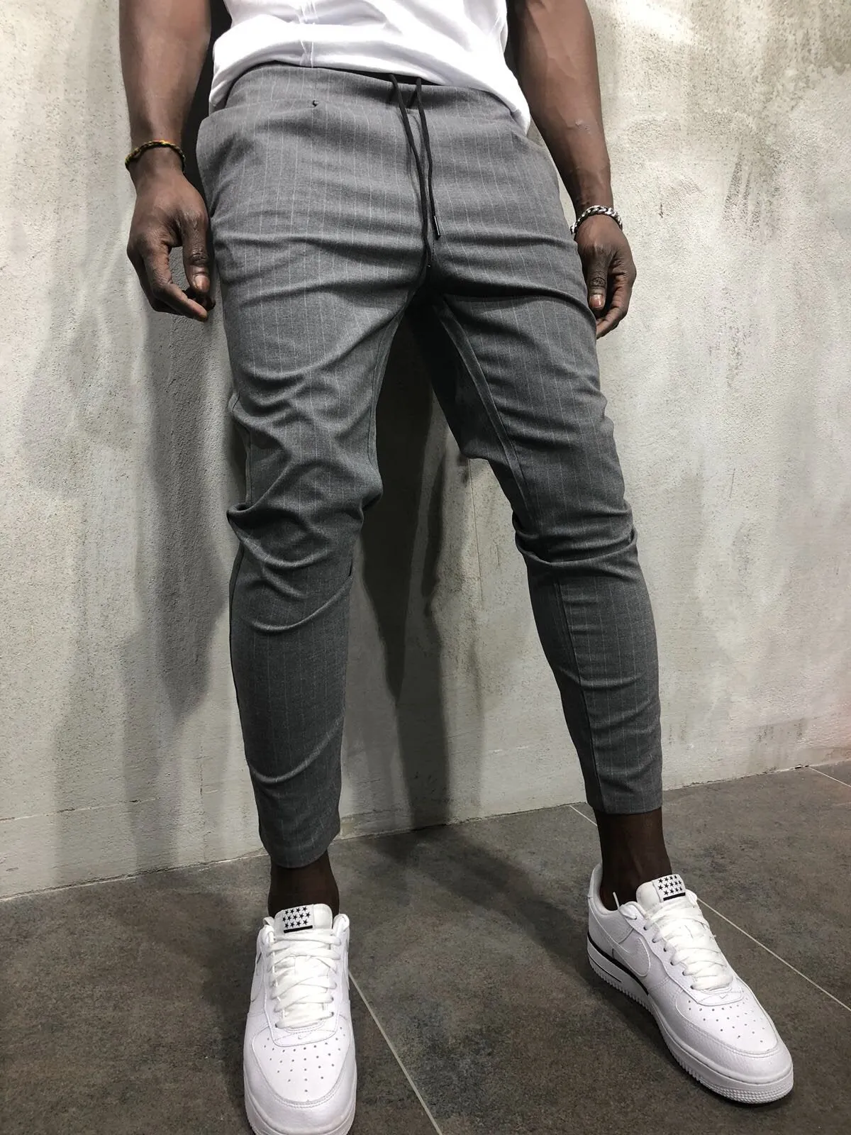 Gray Banding Casual Jogger Pant A56 Streetwear Jogger Pants