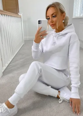 Gym King Sky Hooded Crop - White