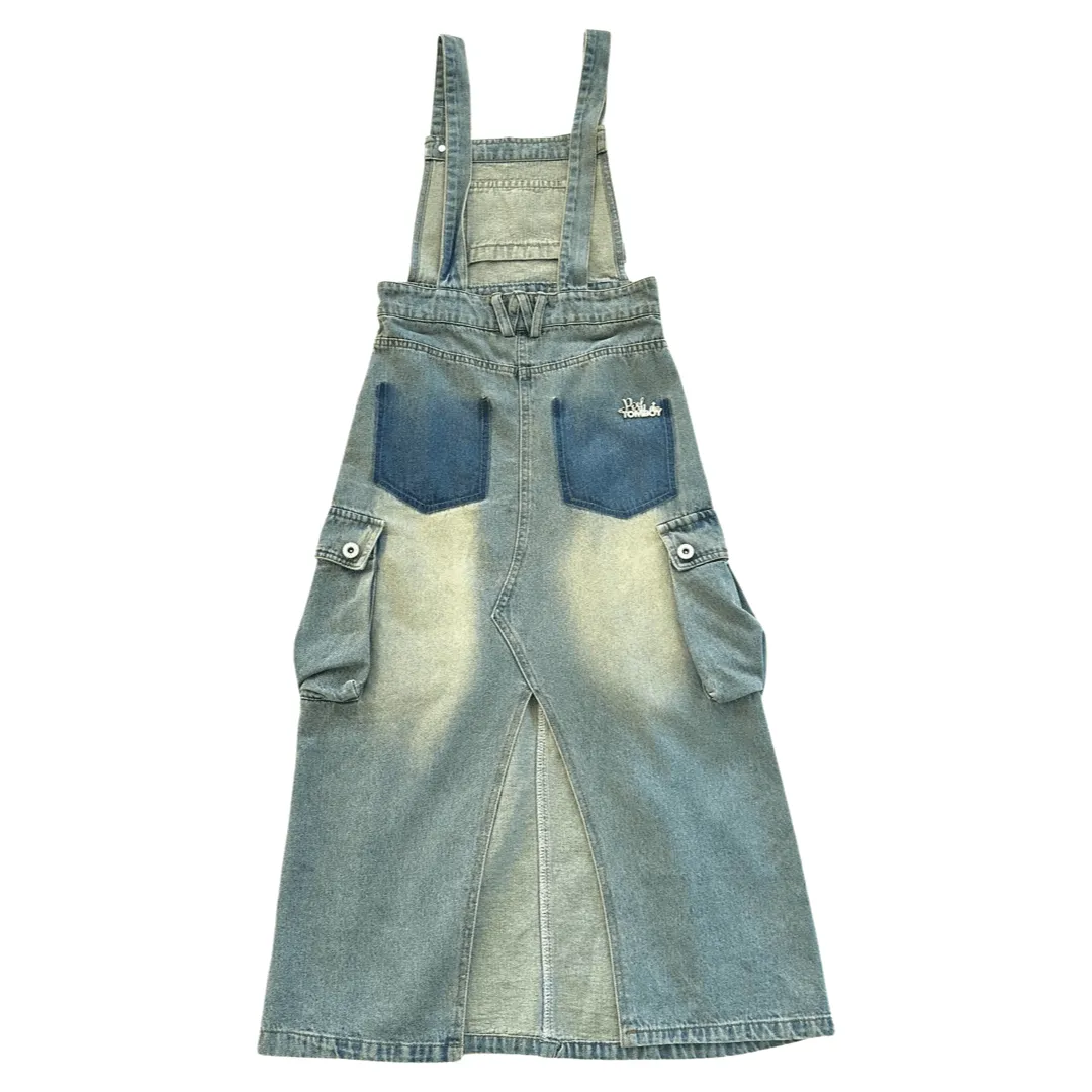 Harlem Cargo Pocket Denim Overall Dress