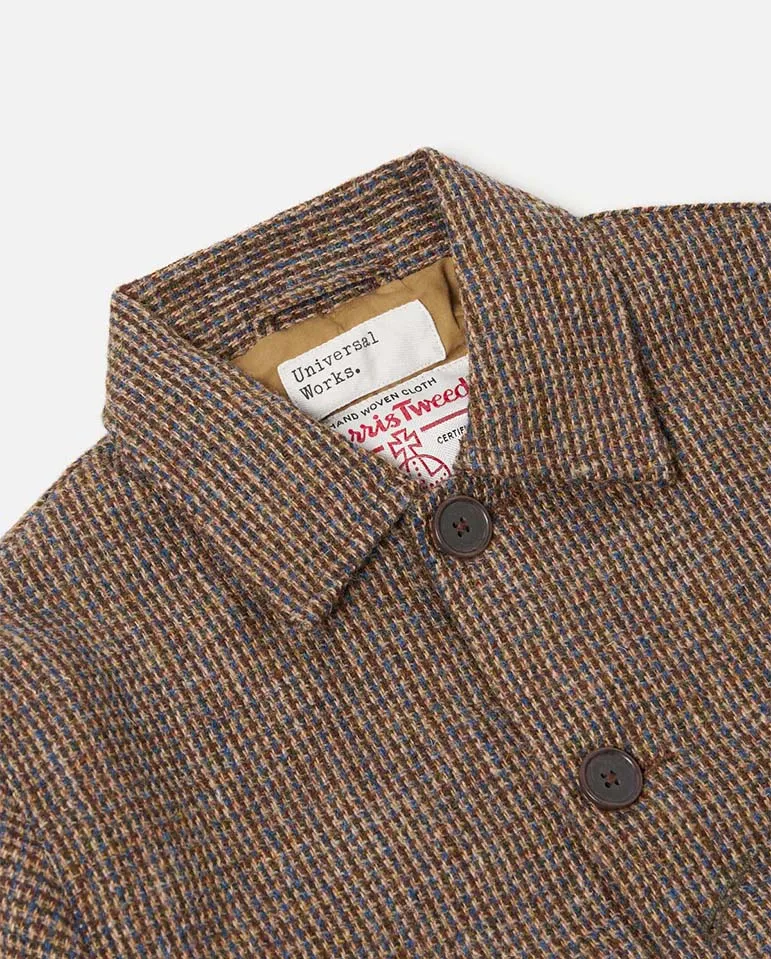 Harris Tweed Plaid Bakers Jacket Brown Plaid