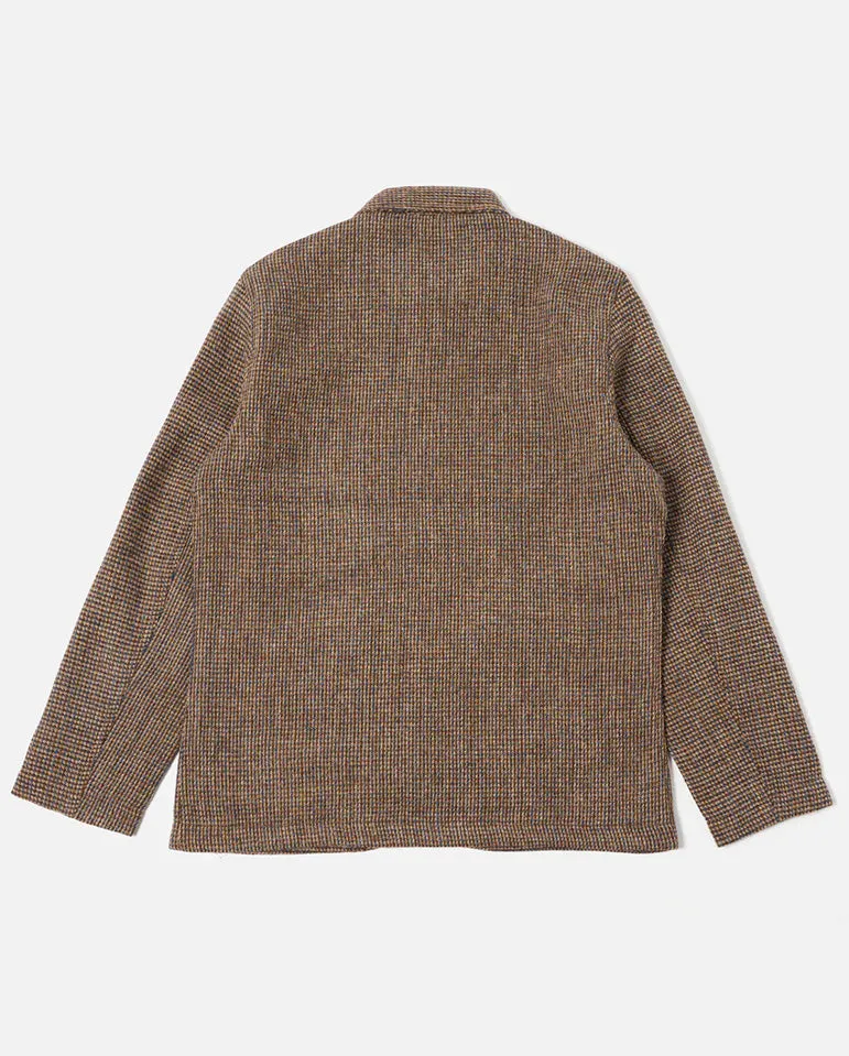 Harris Tweed Plaid Bakers Jacket Brown Plaid