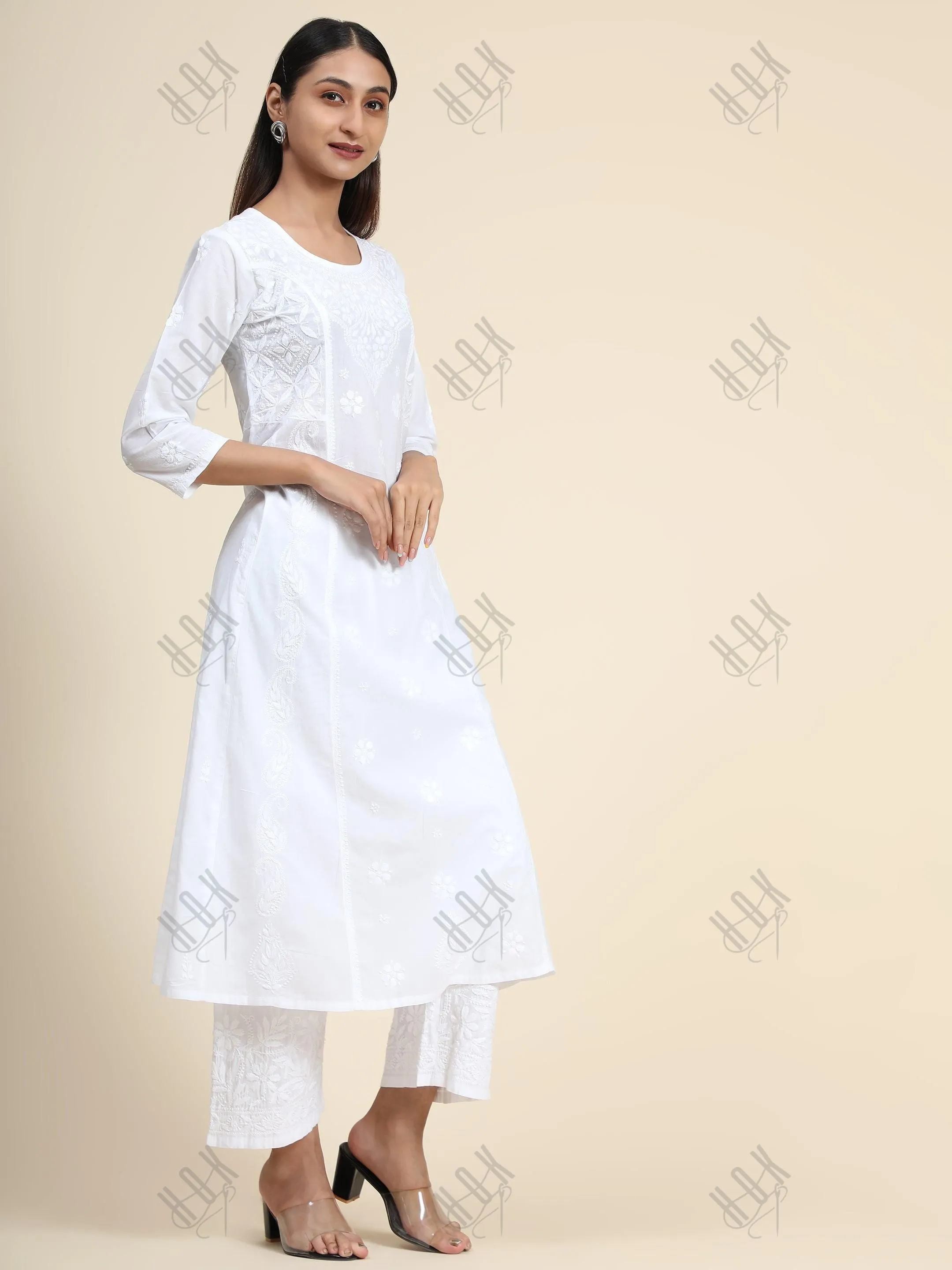 HOK Chikankari Stylish Kurti White