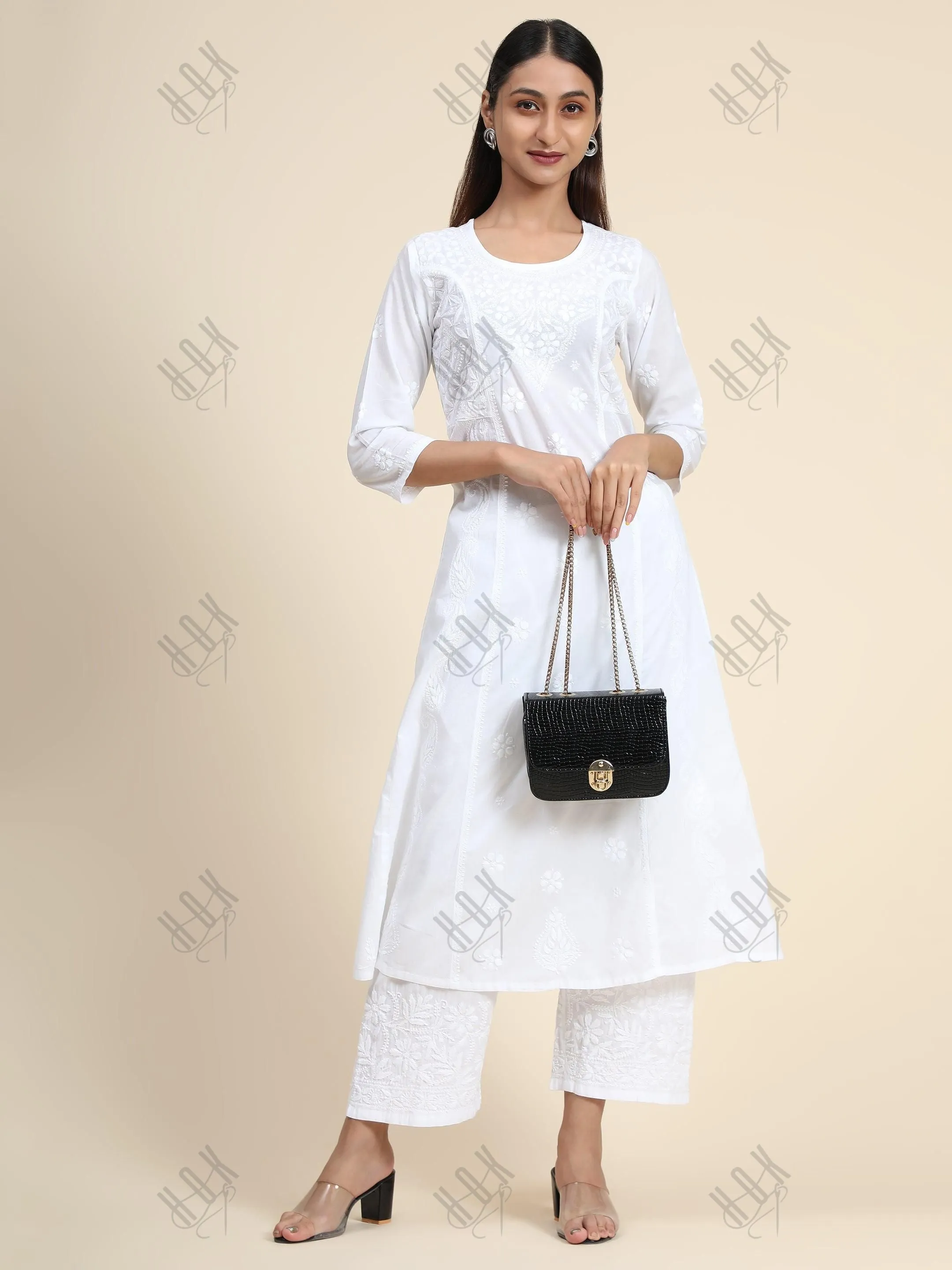 HOK Chikankari Stylish Kurti White