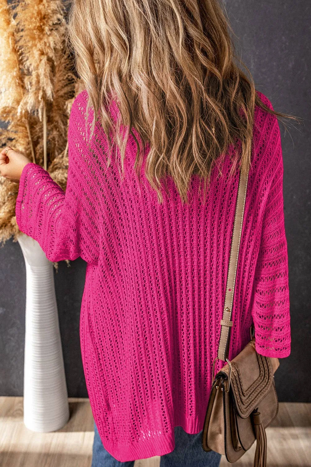 Hollow-out Bracelet Sleeve Knit Cardigan