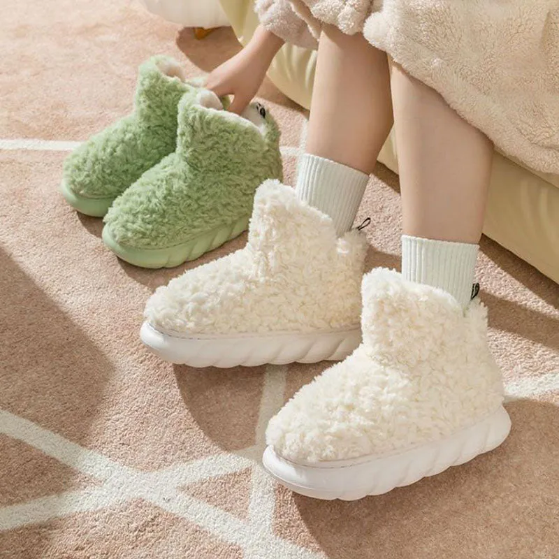 home Indoor And Outdoor Wear Cute High flat sole Plush boots