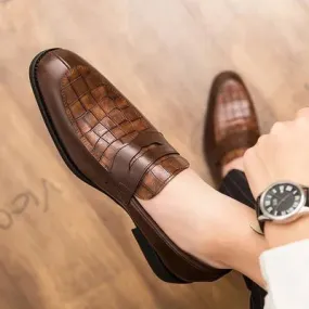 Hot sale men's slip on leather dress shoes  fashion classical men brown dress shoes