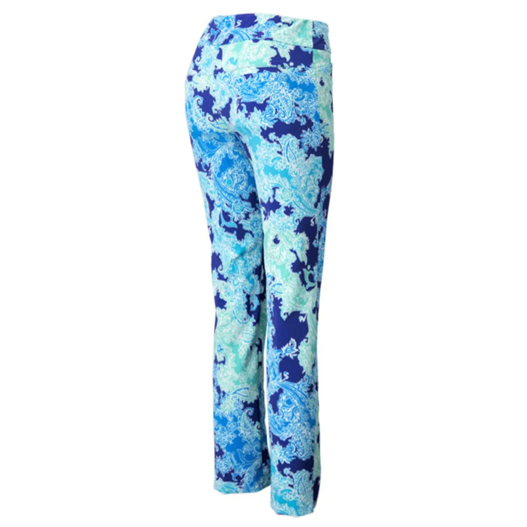 IBKUL Women's Pascha Floral Print Stretch Tummy Control UPF 50  Ankle Pants