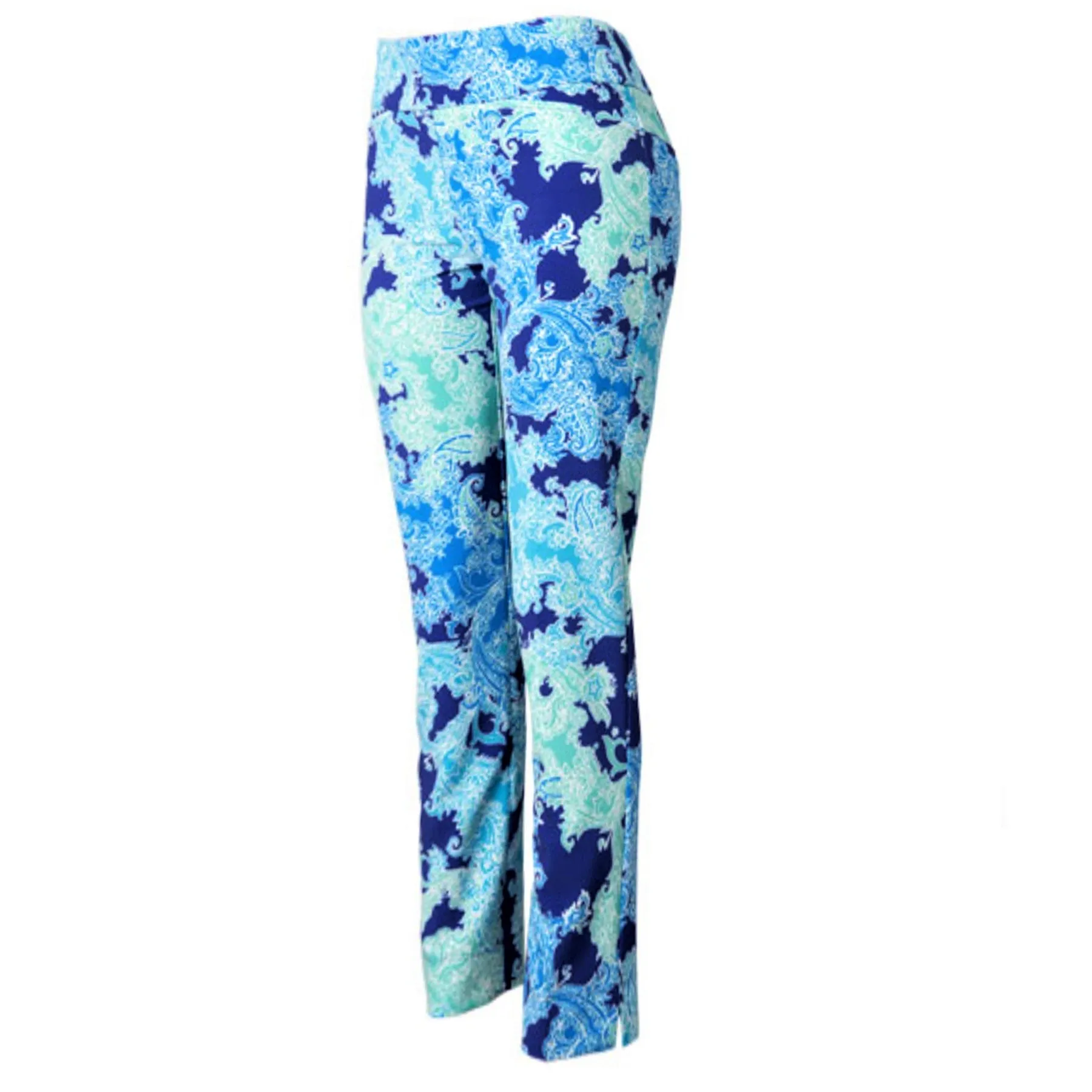 IBKUL Women's Pascha Floral Print Stretch Tummy Control UPF 50  Ankle Pants