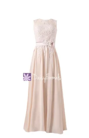 Ice Apricot Lace Party Dress Embroidery Formal Dress Long Lace Applique Evening Dress (BMDK122)