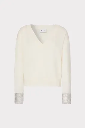 Ilyse Crystal Cuff V-Neck Sweater