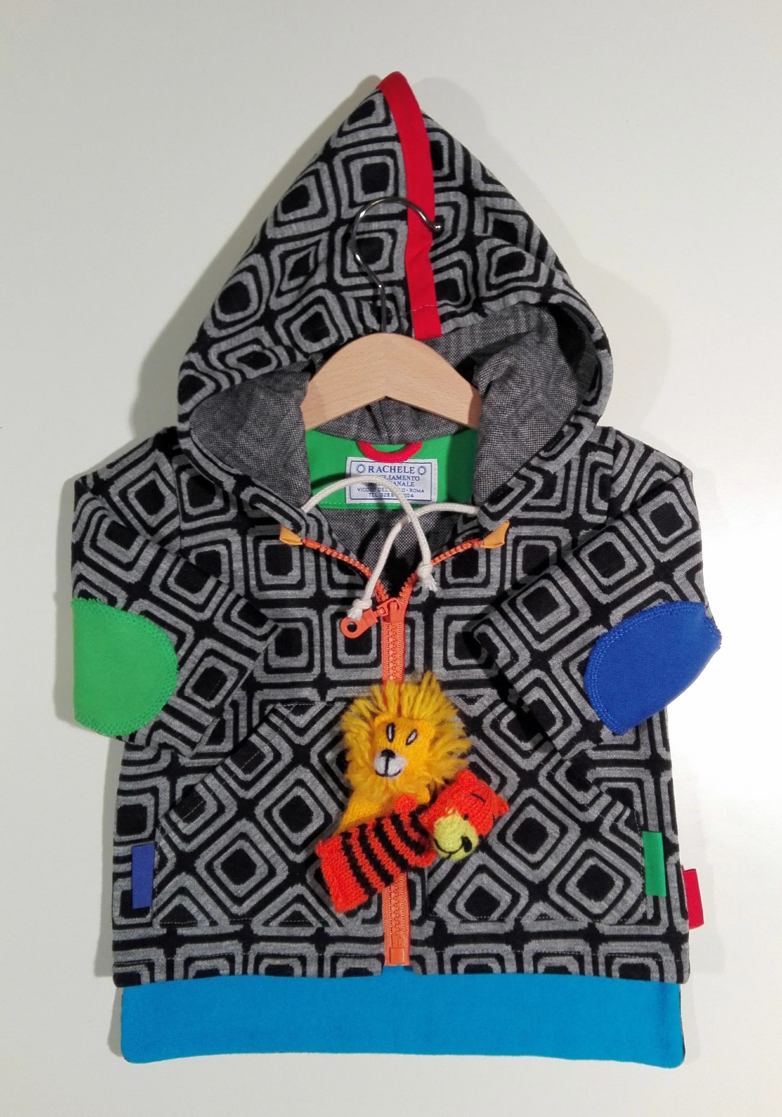 Jacket in mixed cotton and wool with hood