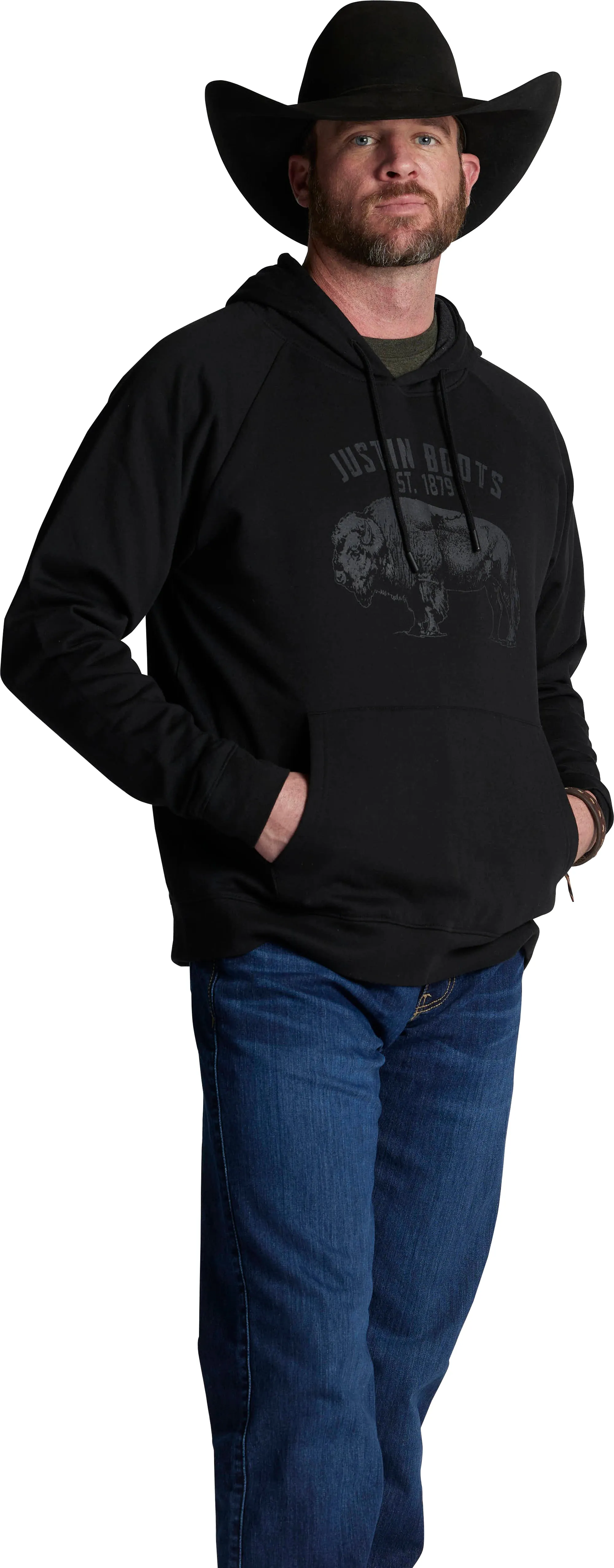 Justin Brands Bison Hoodie in Black J-1510