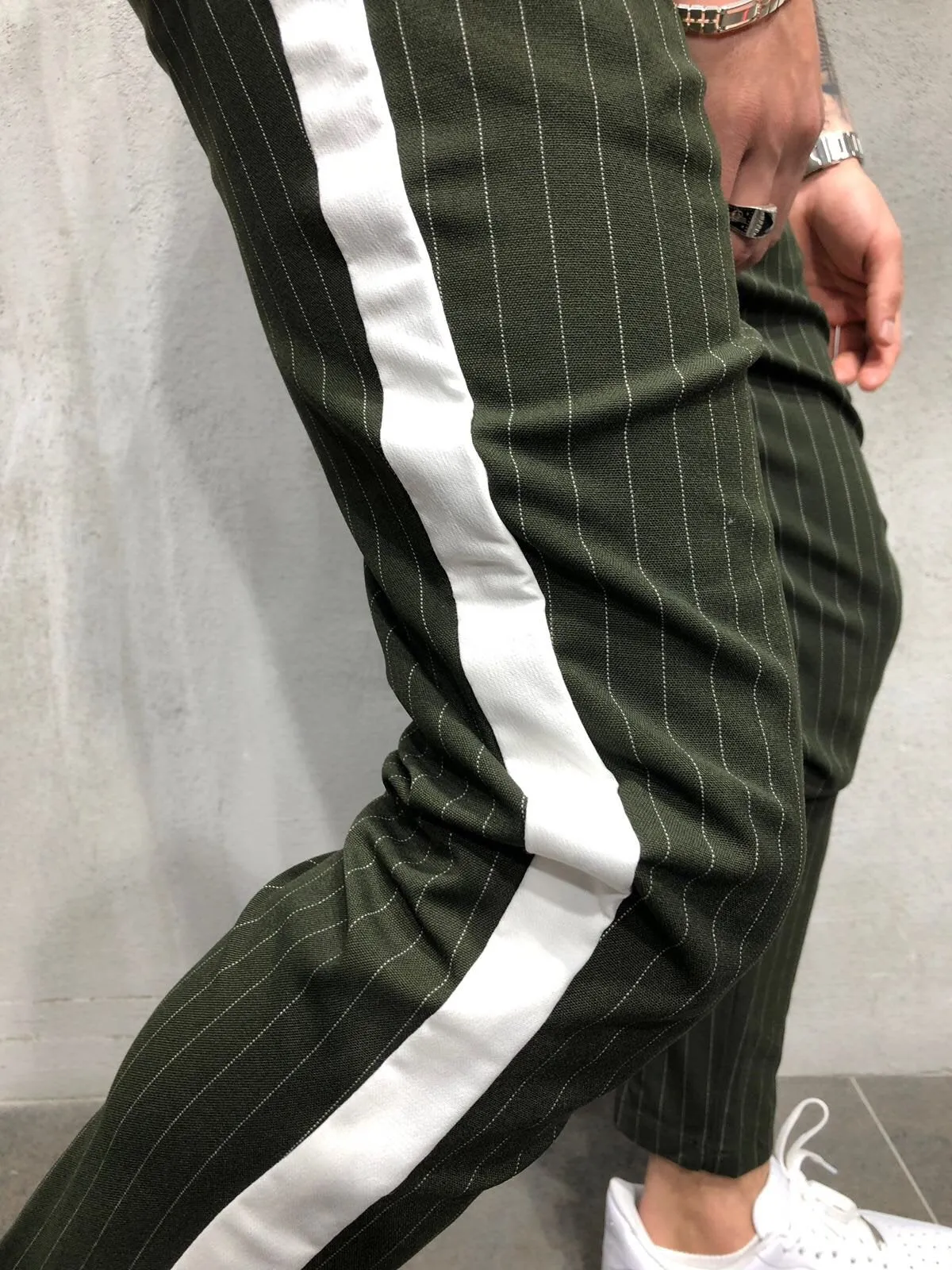 Kahki Side Striped Casual Jogger Pant A114 Streetwear Jogger Pants