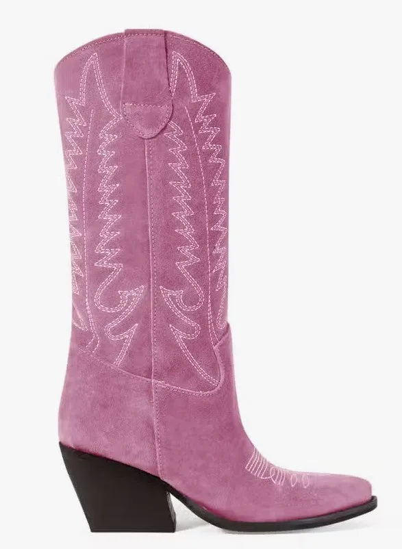 Kali Boots Handmade Dallas Midi Pink Ladies Cowboy Boots