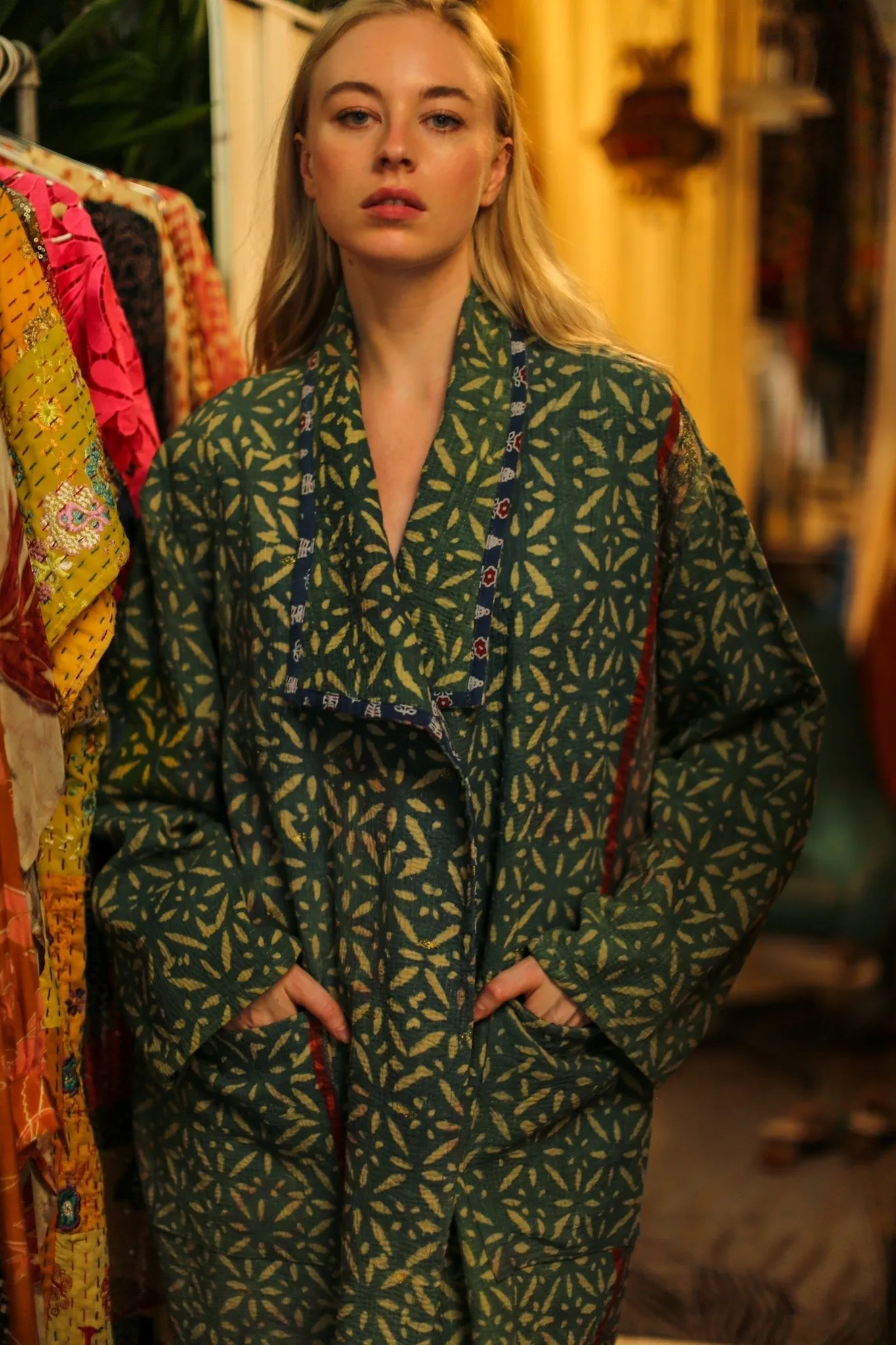 KANTHA INDIGO JACKET COAT CATALINA