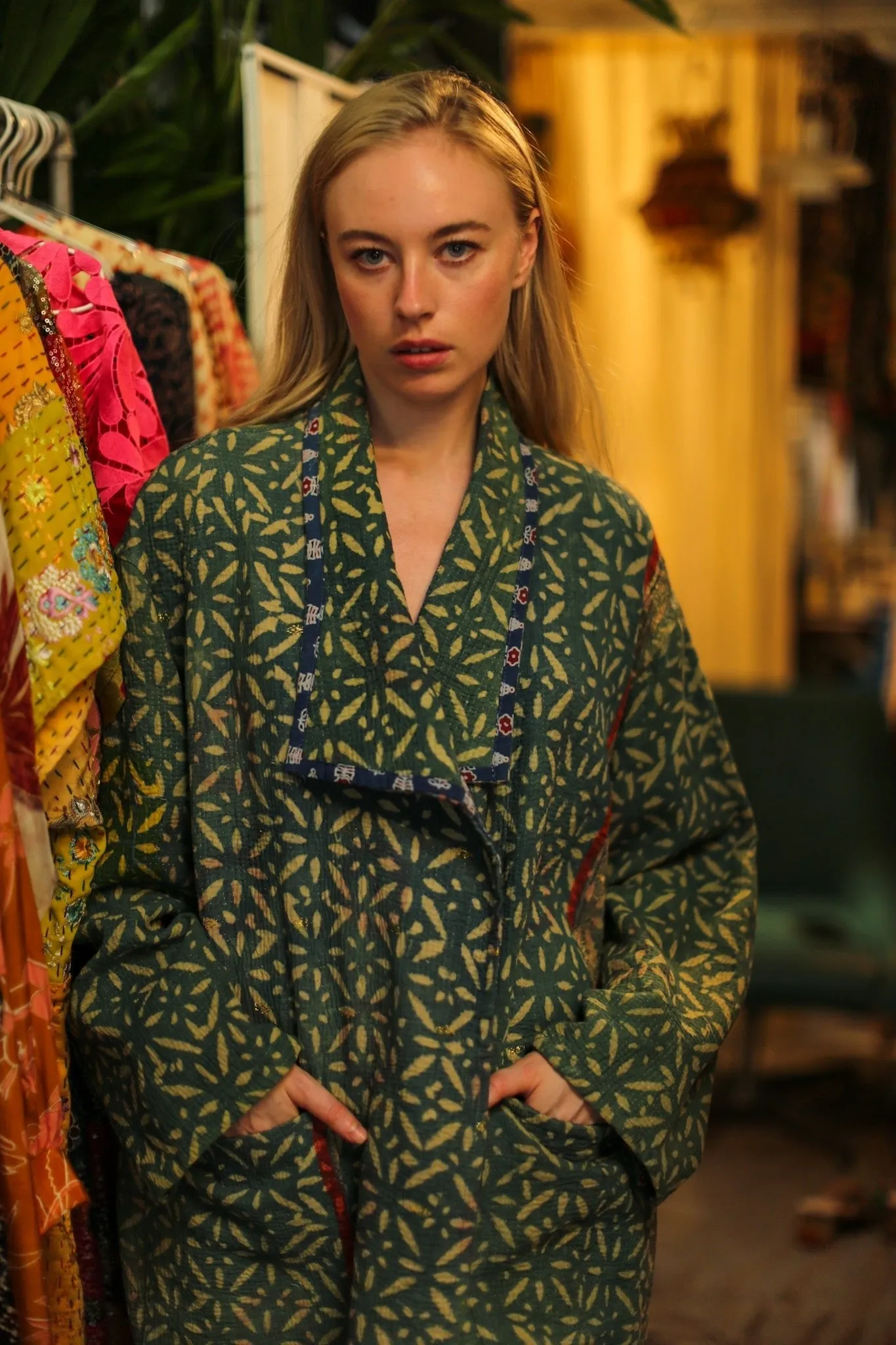 KANTHA INDIGO JACKET COAT CATALINA