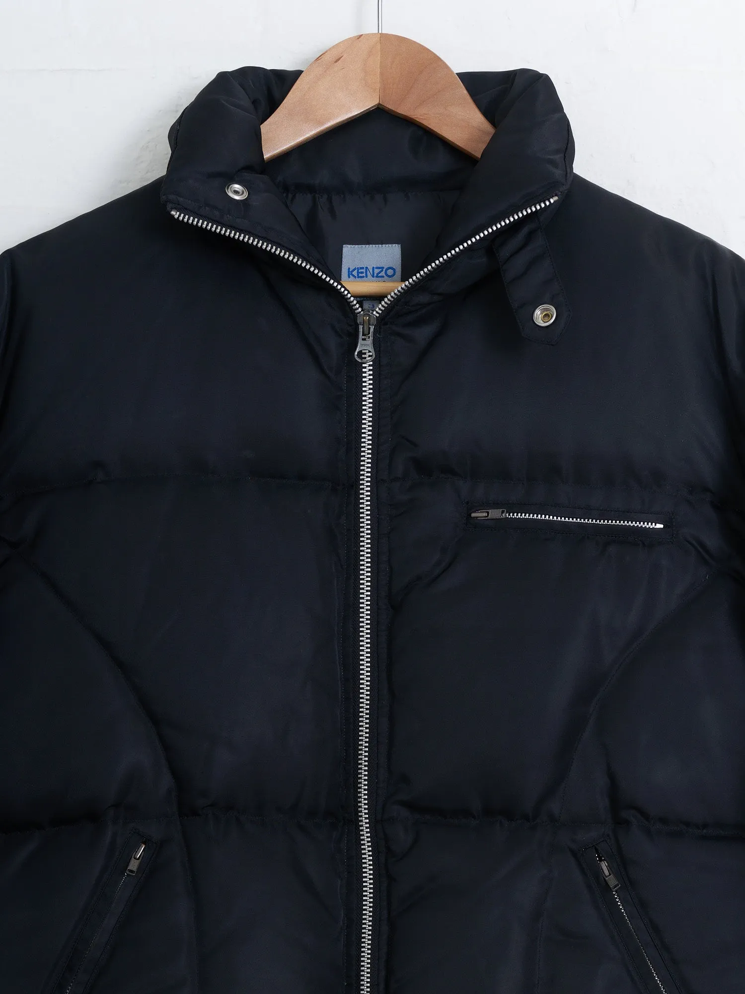 Kenzo Homme 1990s black nylon high neck down jacket - M L