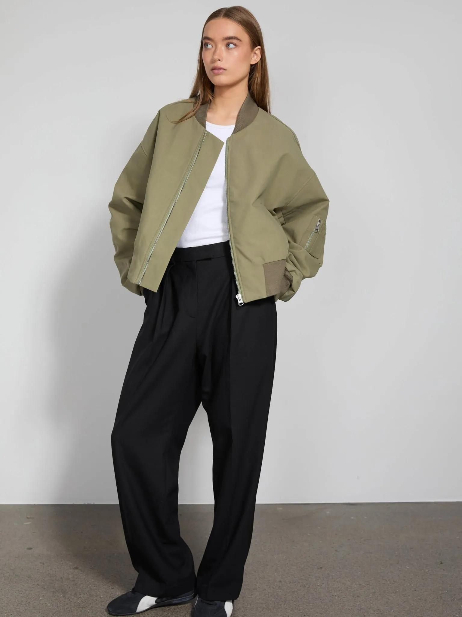 KIAN CANVAS BOMBER JACKET - ARMY