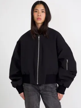 KIAN CANVAS BOMBER JACKET - BLACK